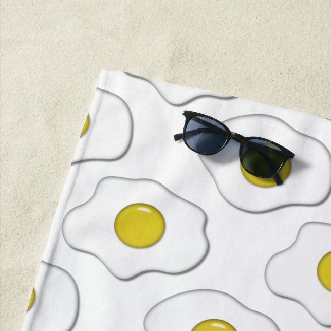 Serviette de plage Motif à pois d'oeufs frits (En situation)