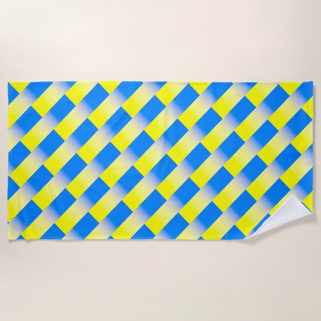 Serviette De Plage Motif à rayures bleu et jaune (Devant)