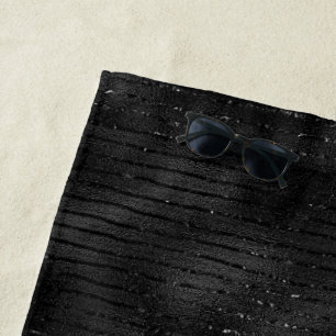 Serviette De Plage Motif à rayures noir et parties scintillant