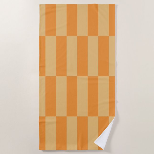 Serviette De Plage Motif à rayures orange mandarine et blé (Devant)