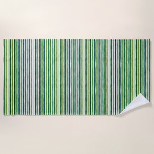 Serviette De Plage Motif à rayures peintes vertes