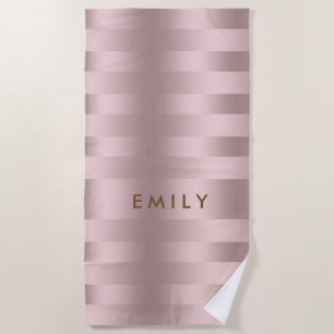 Serviette De Plage motif à rayures rose-or