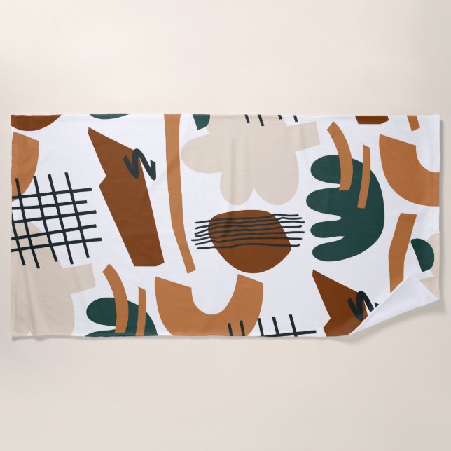 Serviette De Plage Motif Abstrait Bohème Propre | Minimalisme Moderne (Devant)
