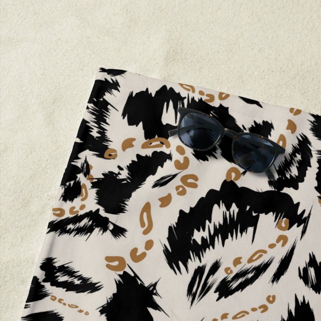 Serviette De Plage Motif abstrait de léopard africain bohème  (En situation)