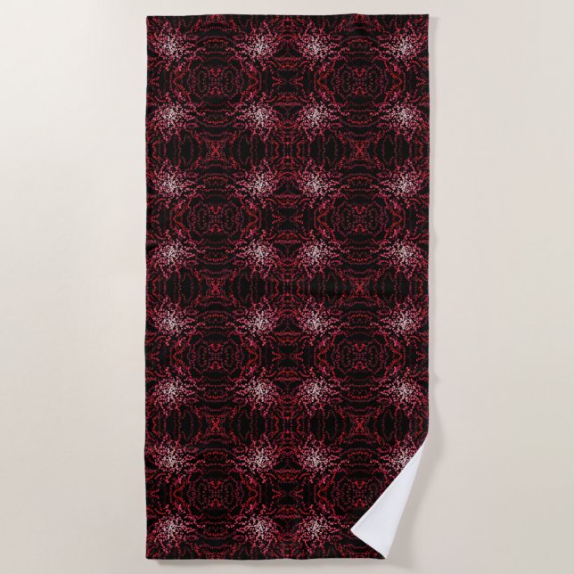 Serviette De Plage Motif Abstrait de Taches de Roses et Rouges (Devant)