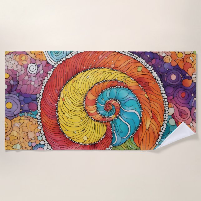 Serviette De Plage Motif abstrait d'escargot, multicolore (Devant)