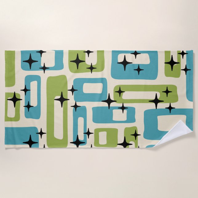 Serviette De Plage Motif Abstrait moderne du milieu du siècle (Devant)