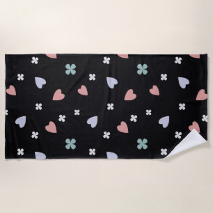 Serviette De Plage Motif Amour Chanceux Cœurs Trèfle Mignon