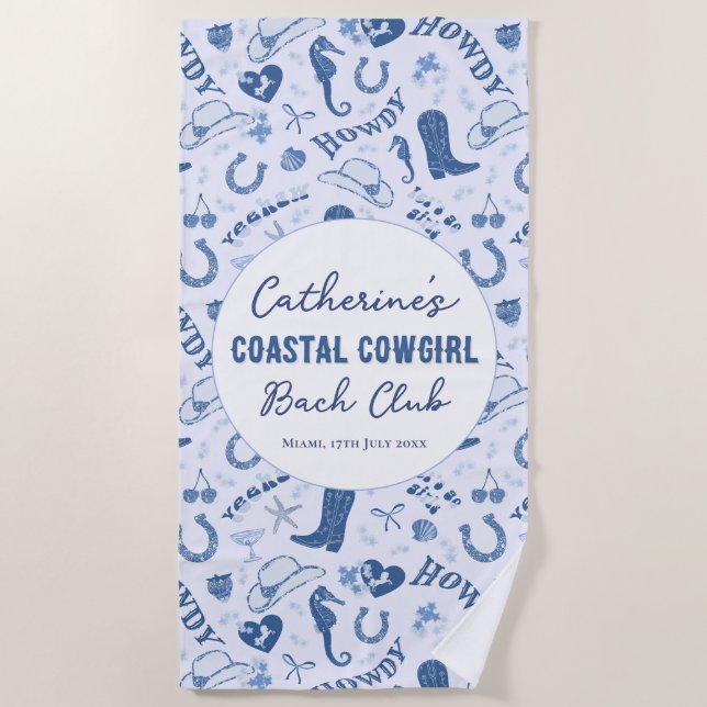Serviette De Plage Motif amusant de club Bach Cowgirl côtière (Devant)