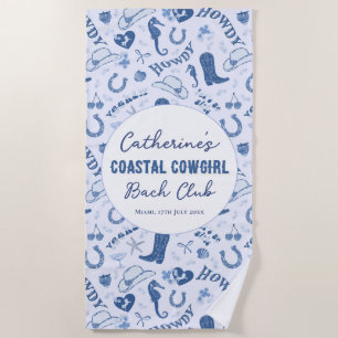 Serviette De Plage Motif amusant de club de Bach de cowgirl côtière