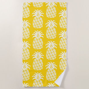 Serviette De Plage Motif ananas jaune et blanc