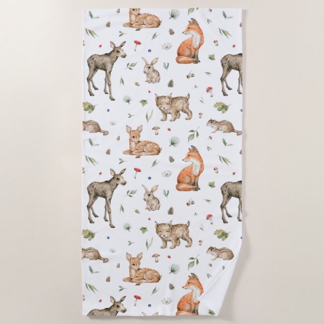 Serviette De Plage Motif animal de bois mou (Devant)