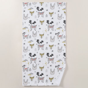 Serviette De Plage Motif animal de griffonnage de région boisée