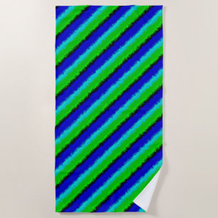 Serviette De Plage Motif arc-en-ciel bleu vert abstrait 3D