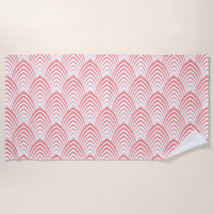 Serviette De Plage Motif art déco parties scintillant rose et blanc