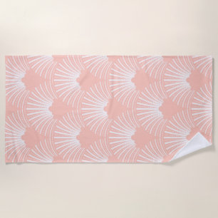 Serviette De Plage Motif Art déco rose et blanc