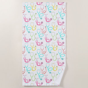 Serviette De Plage Motif au néon de stéthoscope