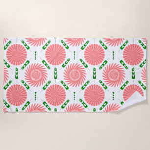 Serviette De Plage motif aux fleurs roses