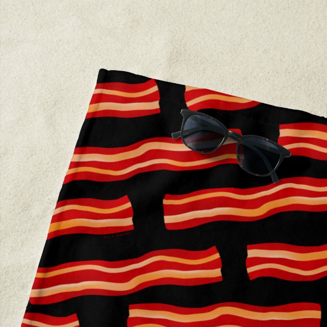 Serviette De Plage Motif Bacon savoureux (En situation)