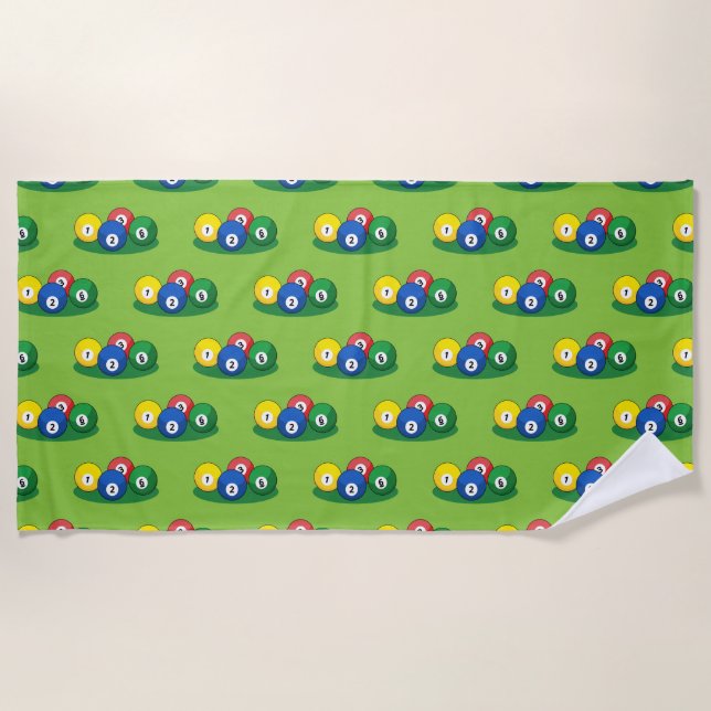 Serviette De Plage Motif Billard Pool Snooker Balls (Devant)