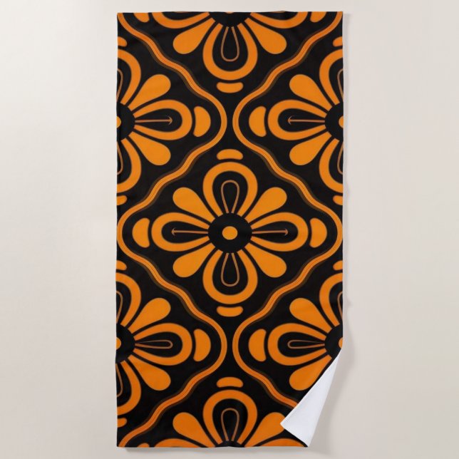 Serviette de plage motif Black Orange (Devant)