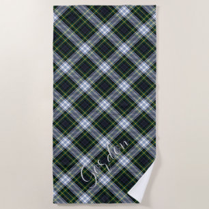 Serviette De Plage Motif blanc et vert plaid Gordon Tartan
