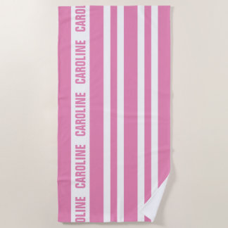Serviette De Plage Motif blanc personnalisé Hot Candy rose