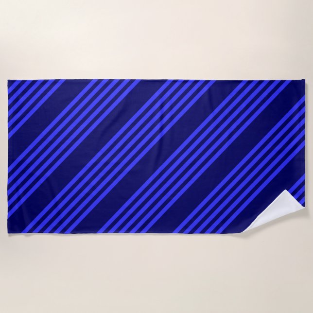 Serviette De Plage Motif bleu cinq bandes (Devant)