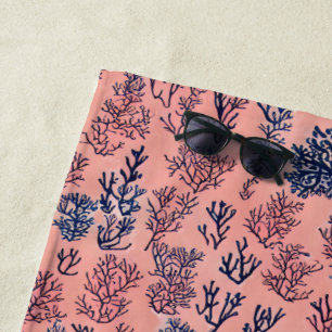 Serviette De Plage Motif bleu de corail de Preppy
