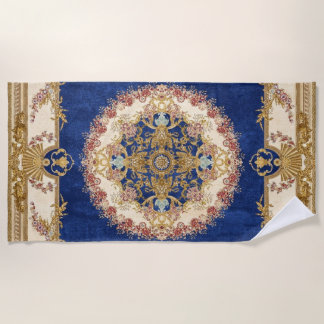 Serviette De Plage motif bleu et doré