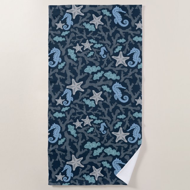 Serviette De Plage Motif bleu profond (Devant)