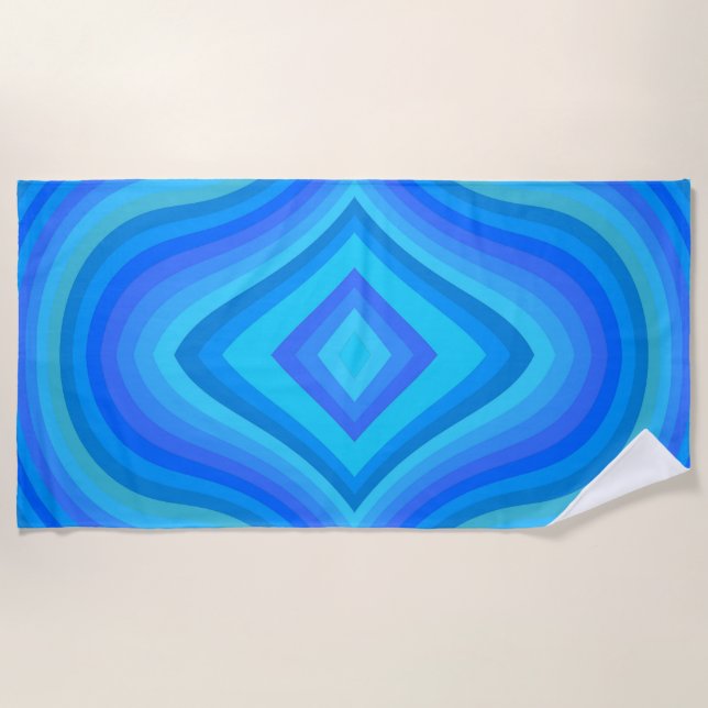 Serviette De Plage Motif bleu rétro (Devant)