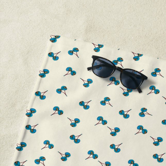 Serviette De Plage Motif Blue Cherry (En situation)