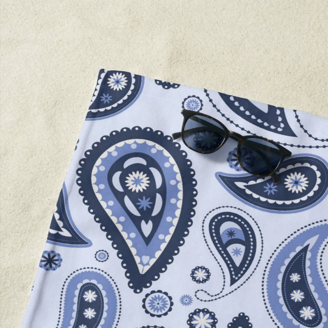 Serviette De Plage Motif Blue Paisley (En situation)