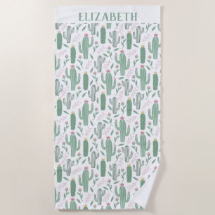 Serviette De Plage motif botanique de Cactus personnalisé