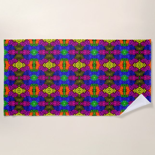Serviette De Plage Motif brillant d'art Abstrait (Devant)