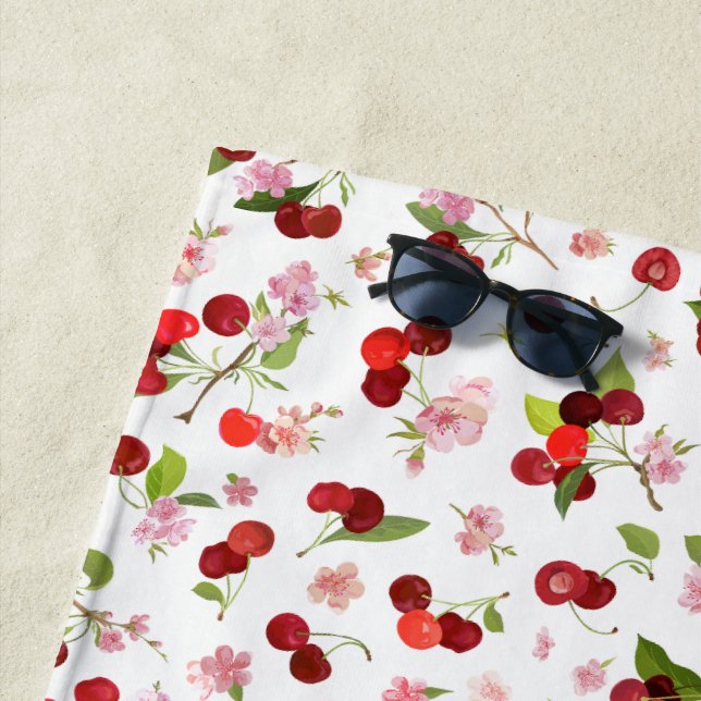 Serviette De Plage Motif cerise 1 (En situation)