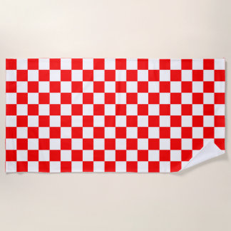 Serviette De Plage Motif chèque À damiers blanc rouge