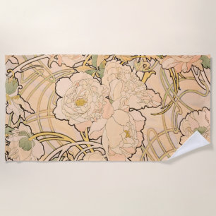 Serviette De Plage Motif classique Art nouveau de jardin de pivoines