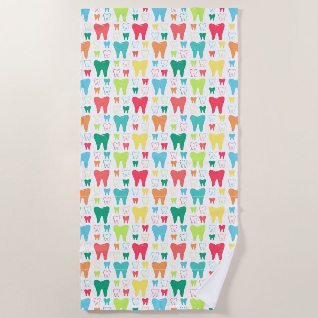Serviette De Plage Motif coloré de dents (Devant)