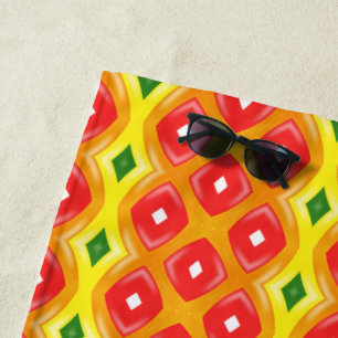 Serviette De Plage Motif couleur rétro bandes diamant