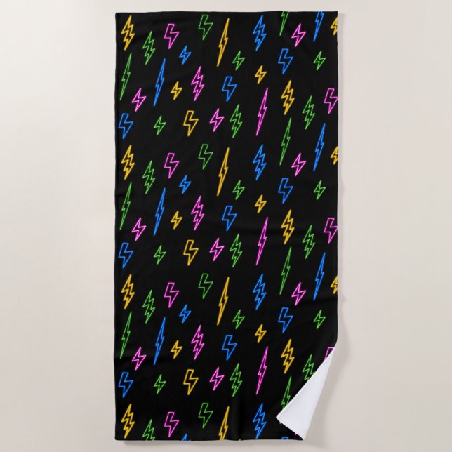 Serviette De Plage Motif couleur Retro Neon Lightning (Devant)