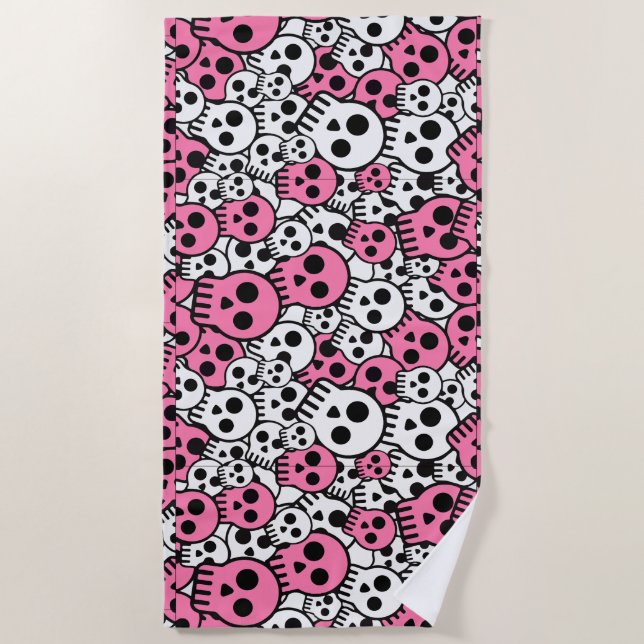 Serviette De Plage Motif crâne gothique rose Imprimer (Devant)