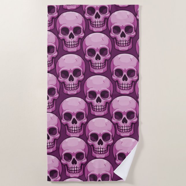 Serviette De Plage Motif crâne rose – Conception répétitive audacieus (Devant)