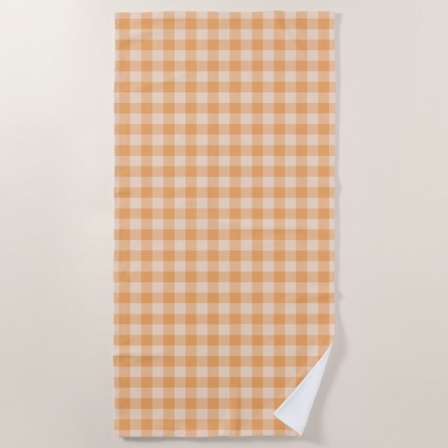 Serviette De Plage Motif damier orange (Devant)
