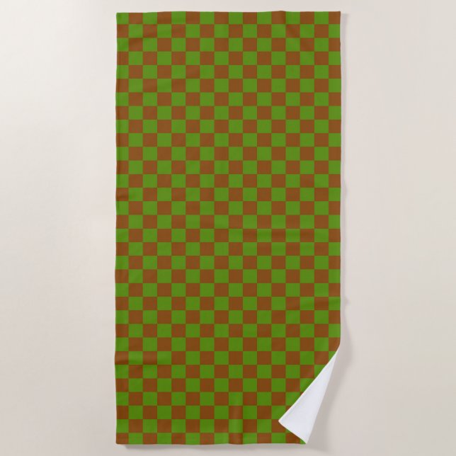 Serviette De Plage Motif damier pomme caramel (Devant)