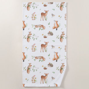Serviette De Plage Motif d'amis animaux de bois mignon