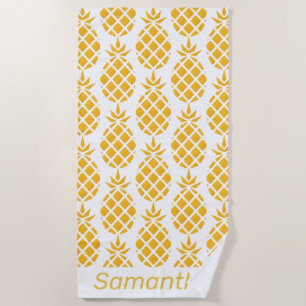 Serviette De Plage Motif d'ananas jaune géométrique personnalisé