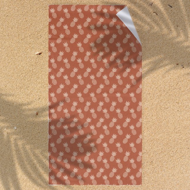 Serviette De Plage Motif d'ananas tropique Terracotta & Peach (Créateur téléchargé)