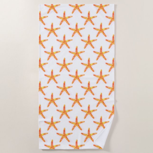 Serviette De Plage Motif d'aquarelle Starfish (Devant)